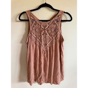 Maurices Women's Tank Top Crochet Lace Detail Sleeveless Blouse Size L
